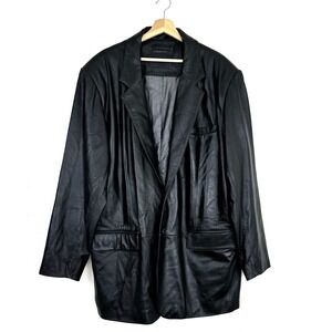 ROUNDTREE & YORKE Lambskin Black Supple Soft Leather Jacket 2XLT **FLAW**